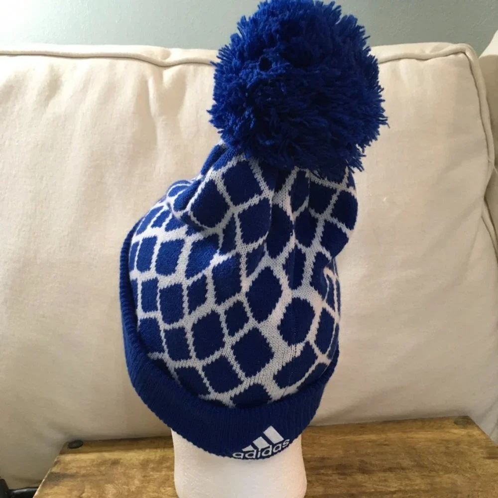 Adidas Kansas Jayhawks Unisex Pom Beanie NWOT - Picture 4 of 7